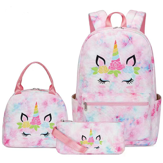 Mochila Unicórnio Tie Die - Kit 3 Peças