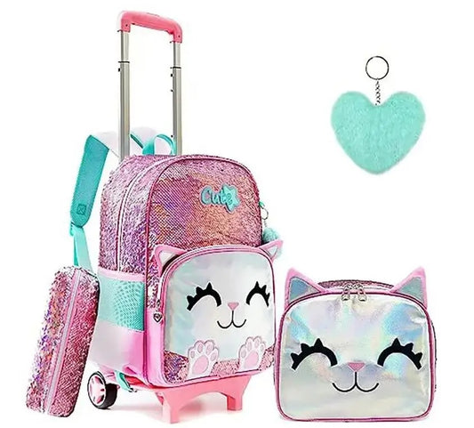 Mochila Infantil Meetbelify Lantejoula - Kit Escolar 3 Peças